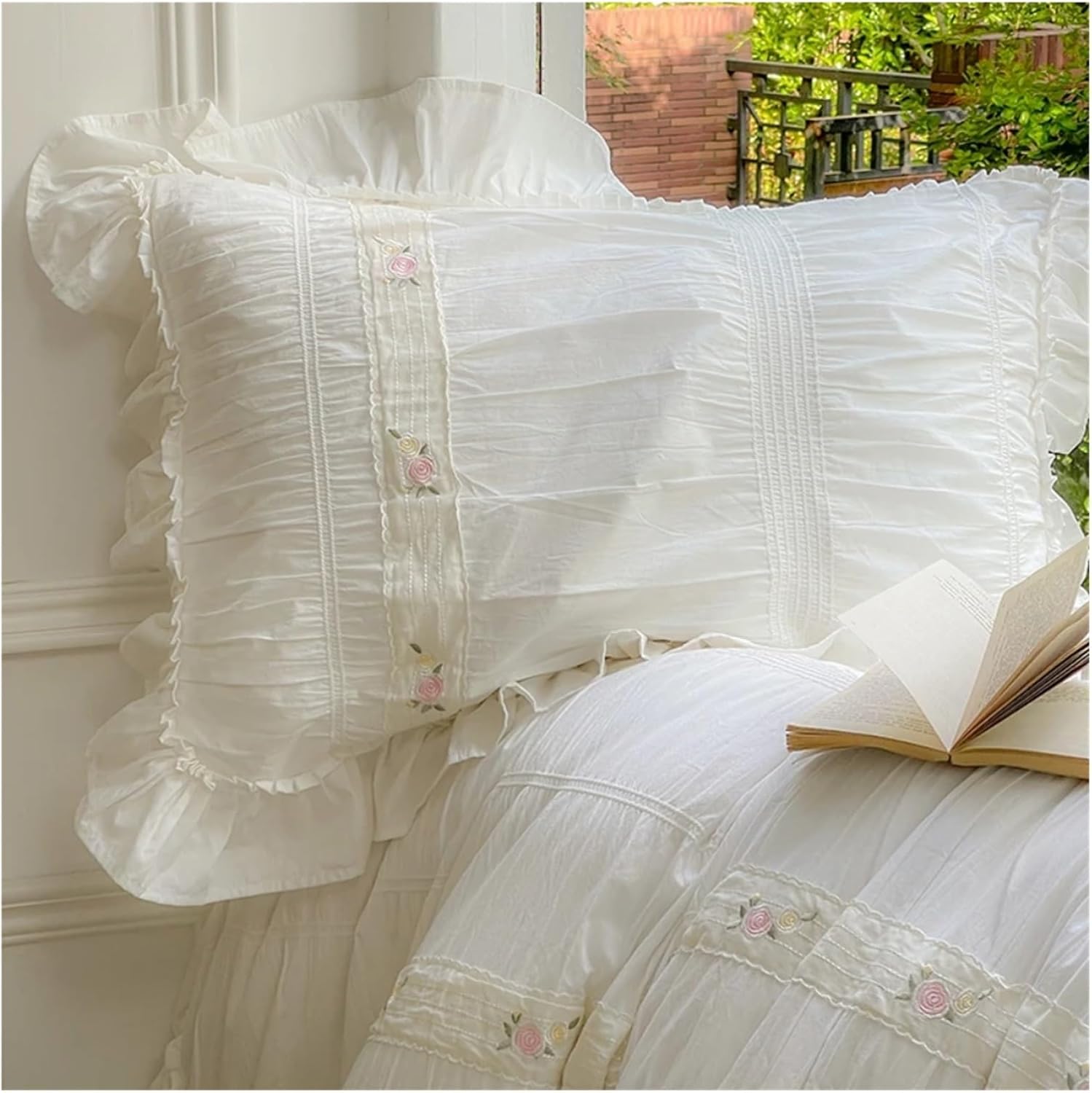 VibeCore Dream Drape Ruched Duvet Cover Set Pillowcase