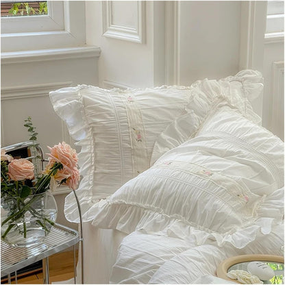 VibeCore Dream Drape Ruched Duvet Cover Set Pillowcase Close Up