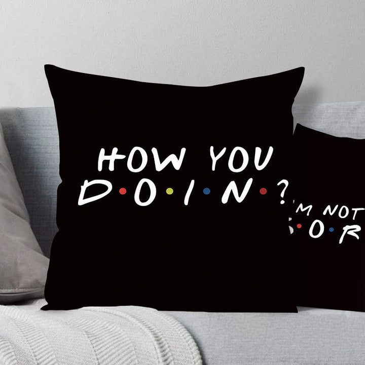 VibeCore FRIENDS Quotes Throw Pillow Cover - 'how you doin?' Design on Couch, Iconic Sitcom Quote, Soft & Durable Polyester Fabric, Hidden Zipper Closure, Fun & Nostalgic Decor for Living Room, Bedroom, or Dorm, Easy to Clean