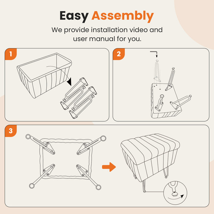 VibeCore Faux Fur Vanity Stool Easy Assembly