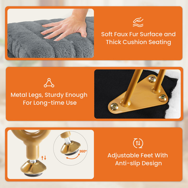 VibeCore Faux Fur Vanity Stool Features