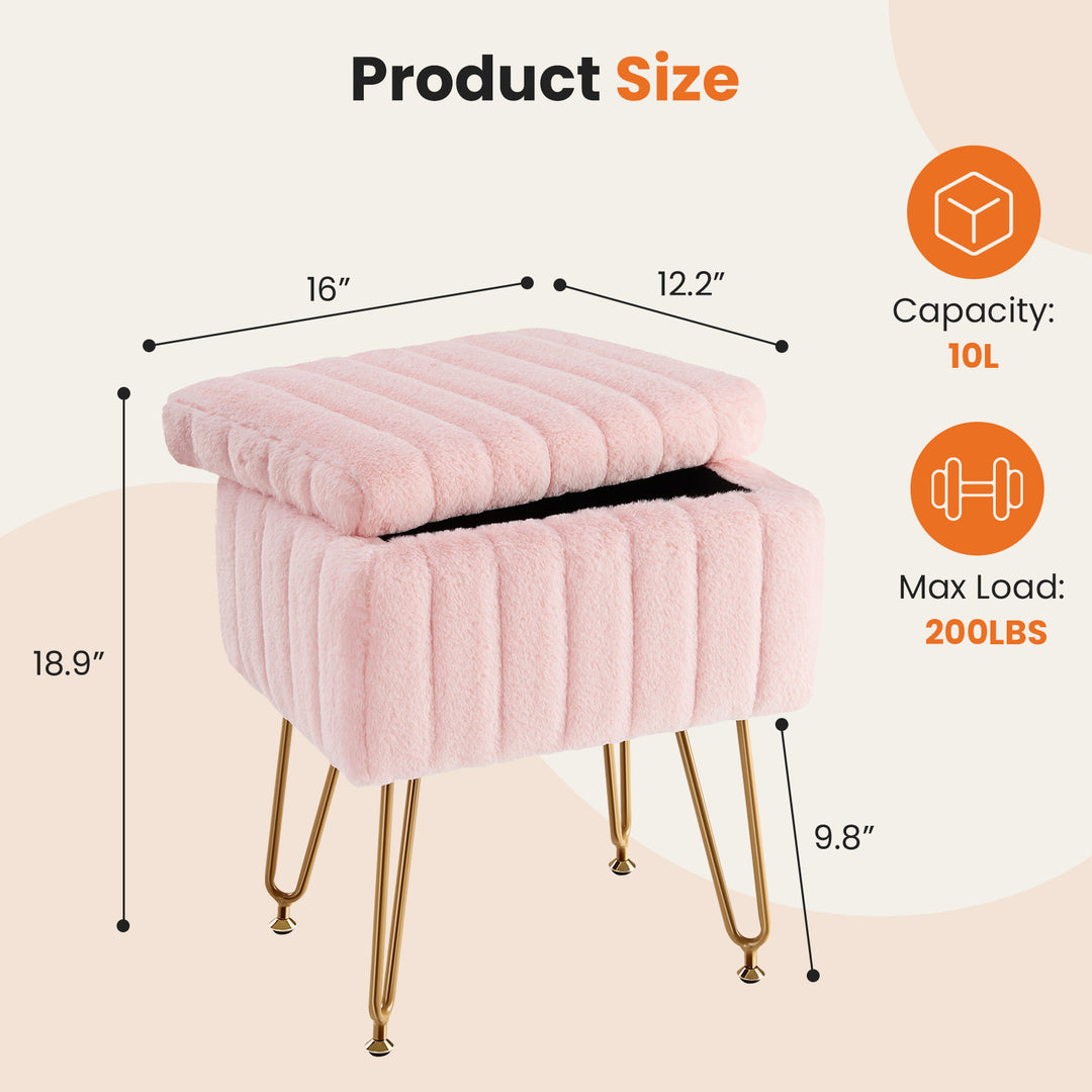 VibeCore Faux Fur Vanity Stool Pink Product size