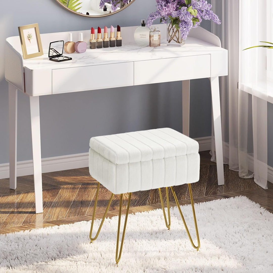 VibeCore Faux Fur Vanity Stool White