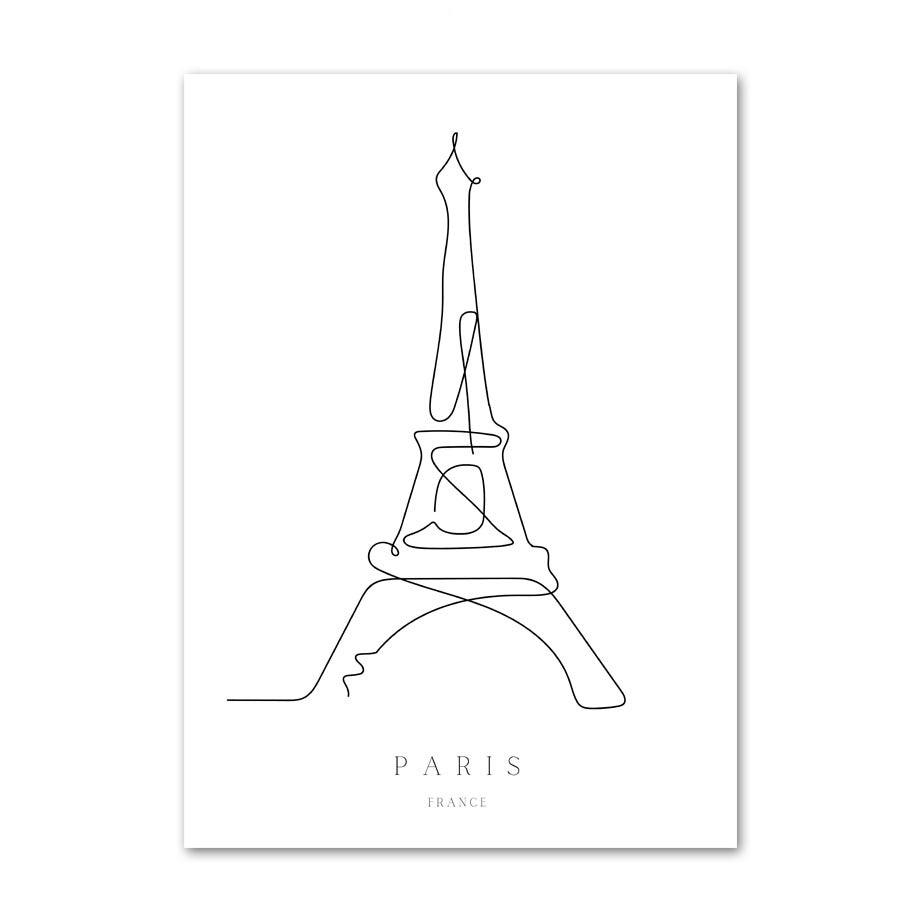 VibeCore Fine Line Cities Canvas Prints Option A: Paris France