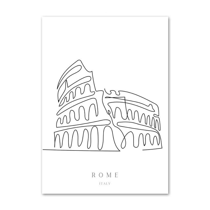 VibeCore Fine Line Cities Canvas Prints Option D: Rome Italy