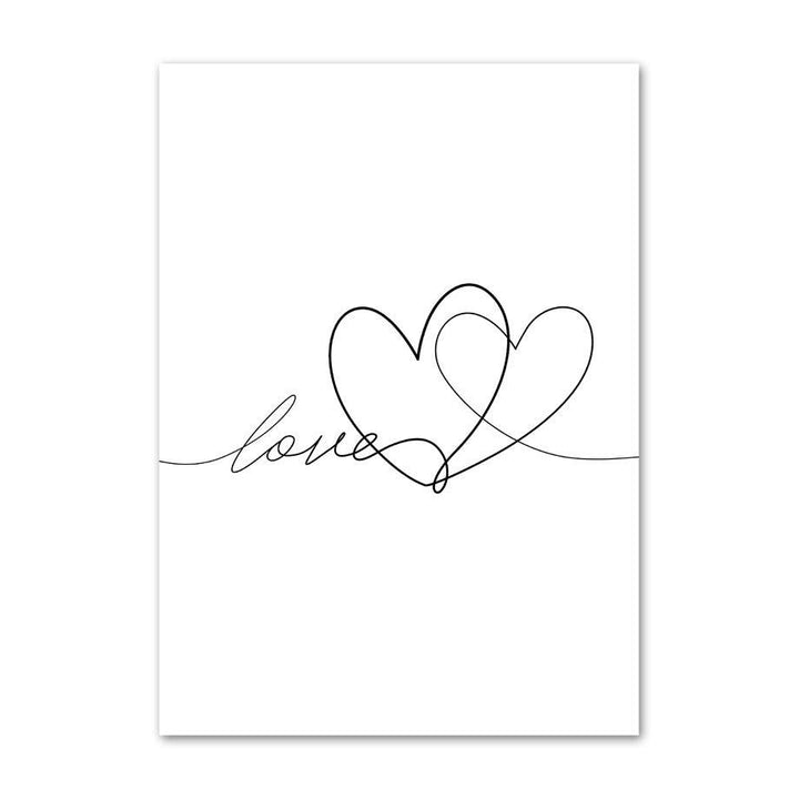 VibeCore Fine Lines Canvas Prints Option F: Love with 2 hearts