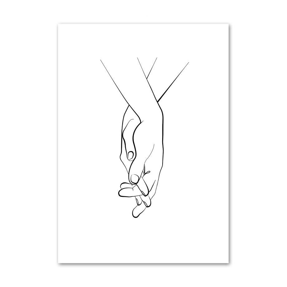 VibeCore Fine Lines Canvas Prints Option I: 2 hands holding