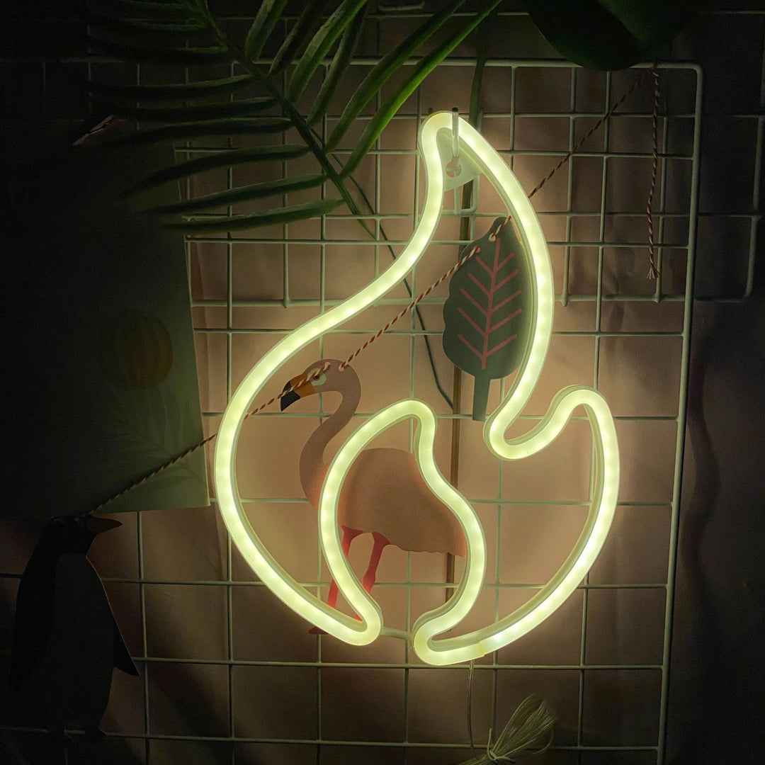 Aesthetic VibeCore Fire Flame Neon Light in warm white, USB-powered LED sign for trendy bedroom, dorm, or game room decor, adding a bold, vibrant glow to elevate your space.