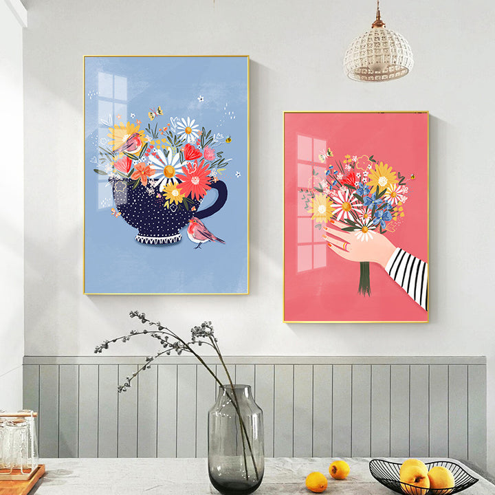 VibeCore Flower Holder Canvas Prints Option A and B Framed On Wall