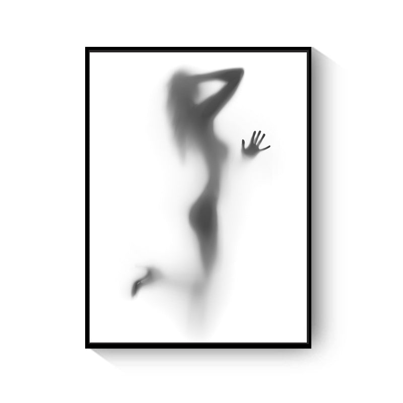 VibeCore Foggy Glass Woman Canvas Prints Option C: Leaning against window