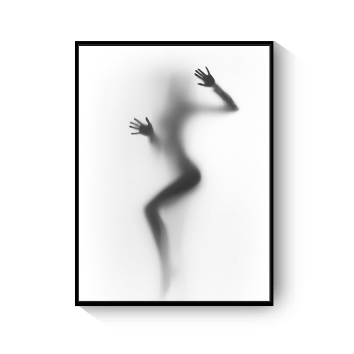 VibeCore Foggy Glass Woman Canvas Prints Option D: Leaning against it