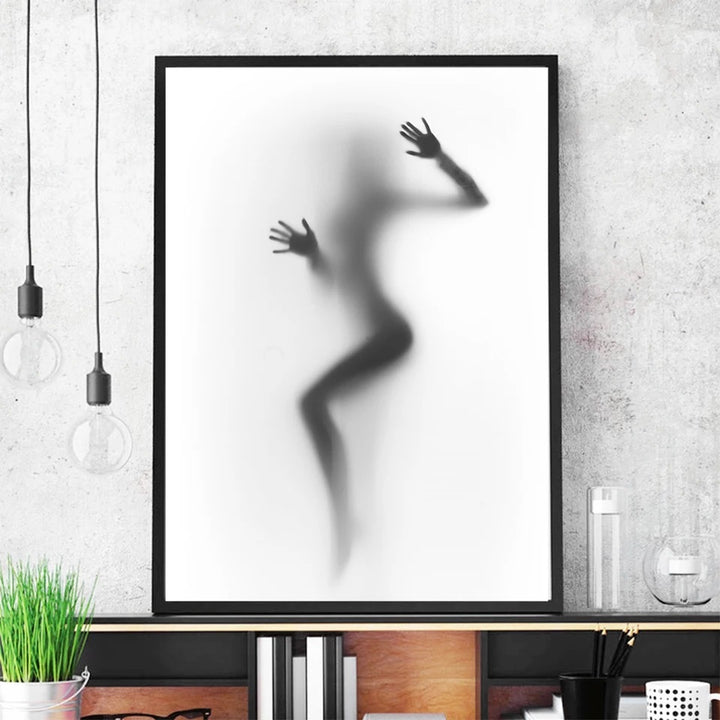 VibeCore Foggy Glass Woman Canvas Prints Option D Framed