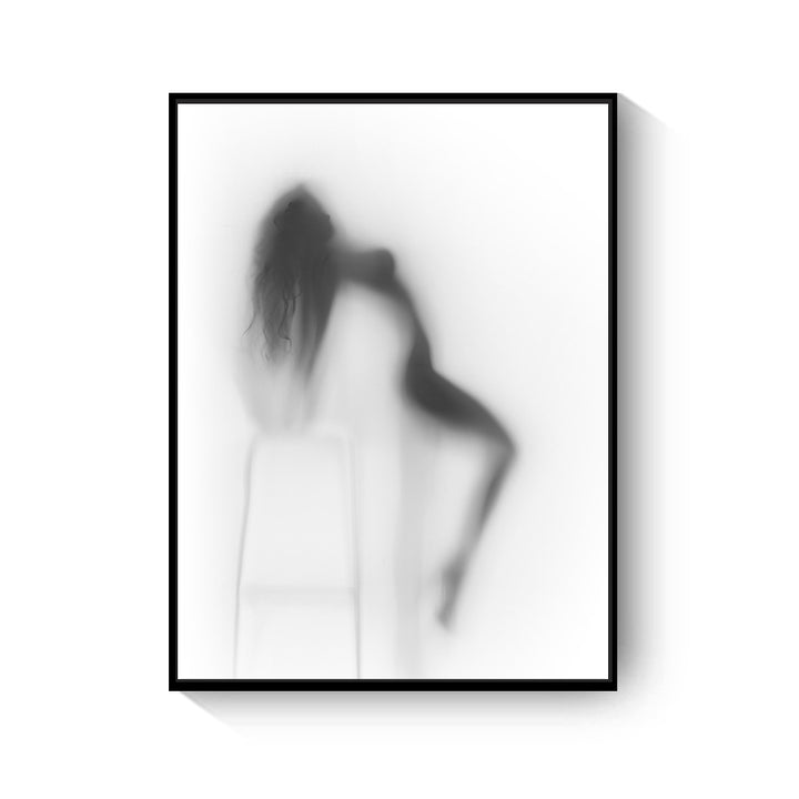 VibeCore Foggy Glass Woman Canvas Prints Option G: Holding up on chair