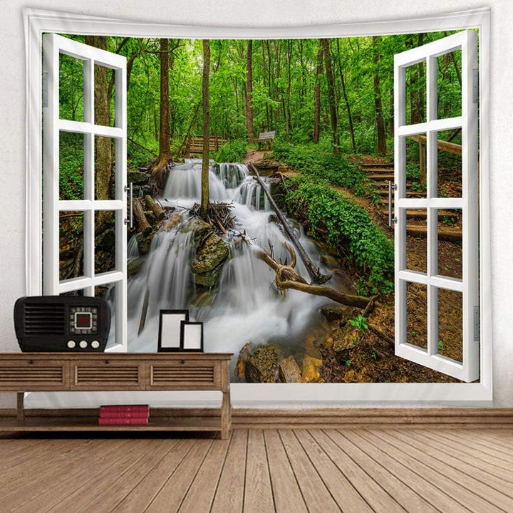 VibeCore Forest Getaway Outside Your Window Tapestry