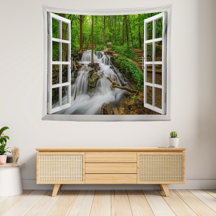 VibeCore Forest Getaway Outside Your Window Tapestry On Wall