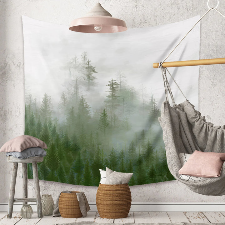 VibeCore Forest Mist Tapestry On Wall