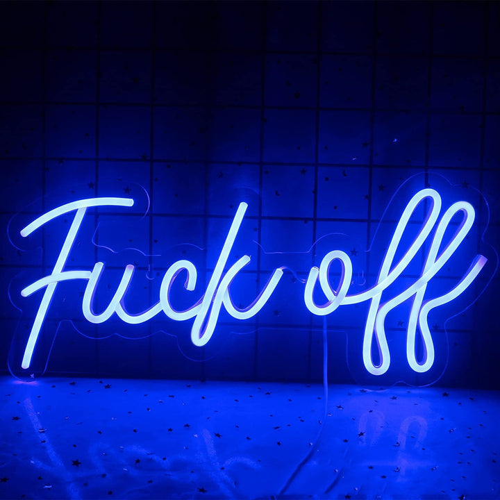 VibeCore Fuck Off Cursive Neon Light Blue