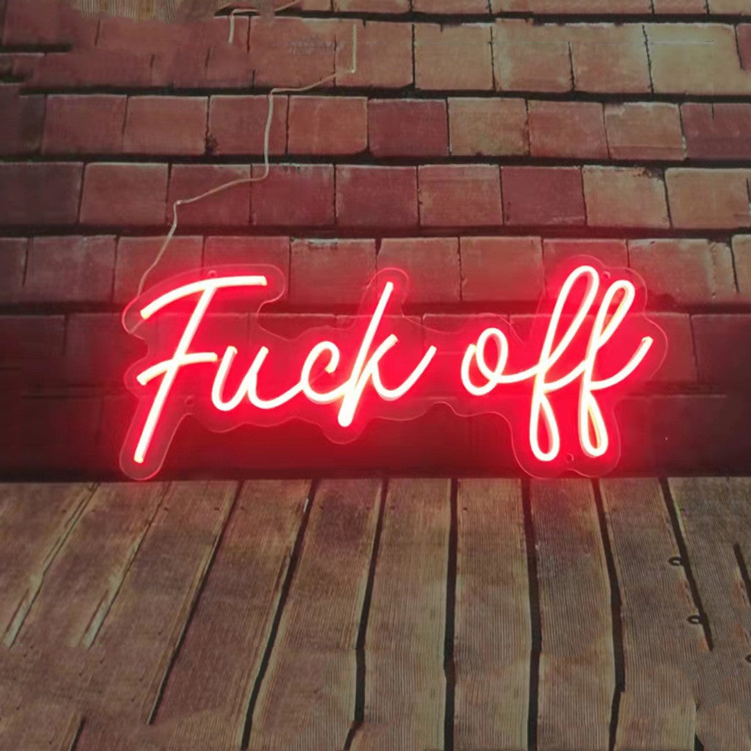 VibeCore Fuck Off Cursive Neon Light Red