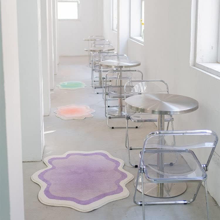 The VibeCore Gradient Wave Accent Rug in all three colors—purple, pink, and green—displayed side by side, showcasing their fluid gradient designs and plush textures.