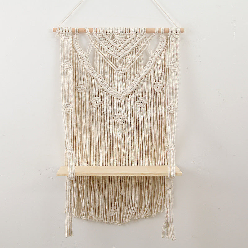 VibeCore Handmade Macrame Hanging Shelf On Wall