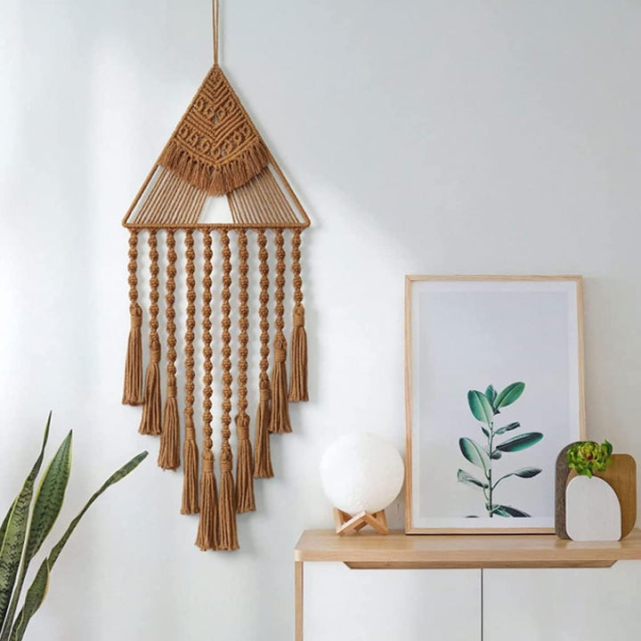 VibeCore Handmade Triangle Macrame Brown On Wall