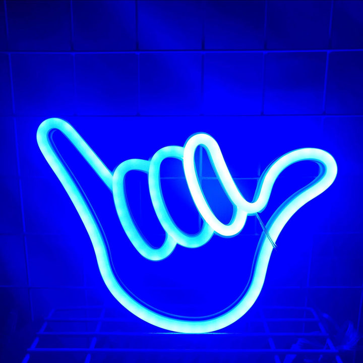 Aesthetic VibeCore Hang Loose Neon Light in blue, USB-powered LED sign for trendy bedroom, dorm, or lounge decor, adding a cool, laid-back glow to enhance your space with a relaxed, beachy vibe.