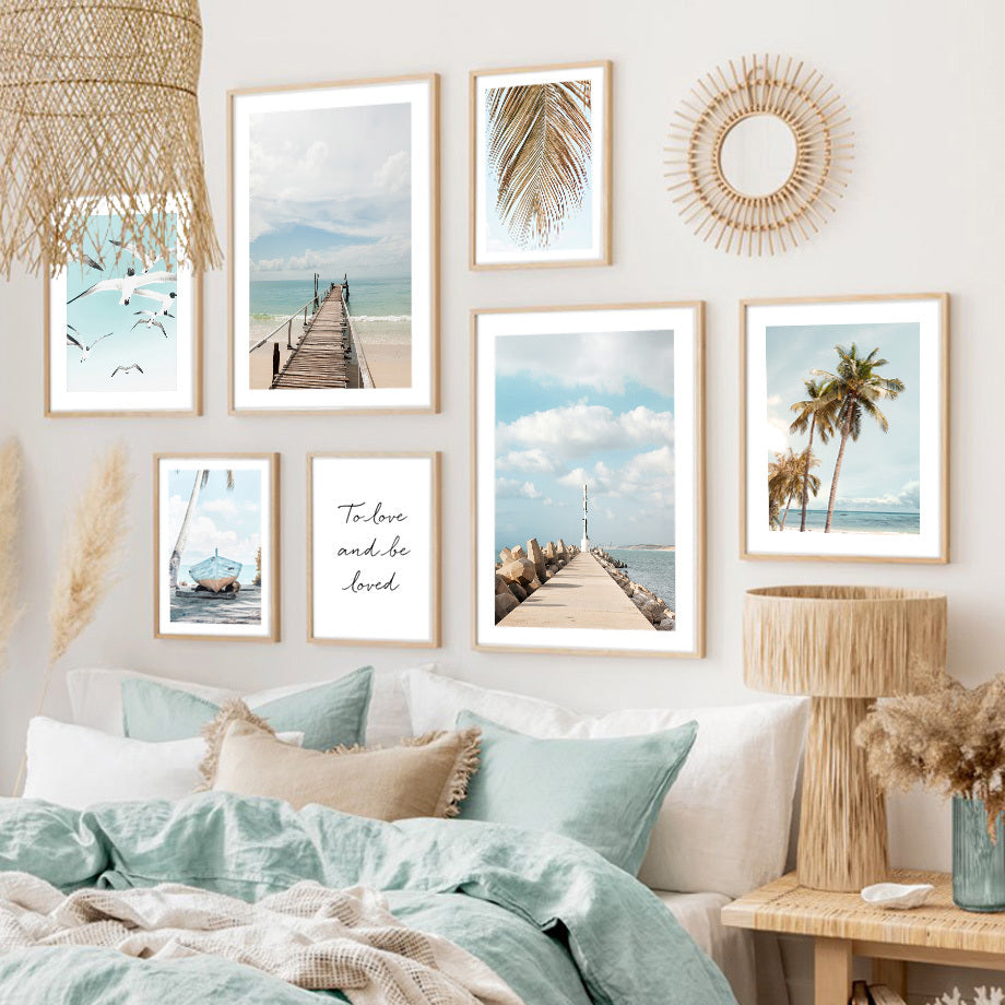 VibeCore Happy Day Canvas Prints Framed On Wall Above Bed
