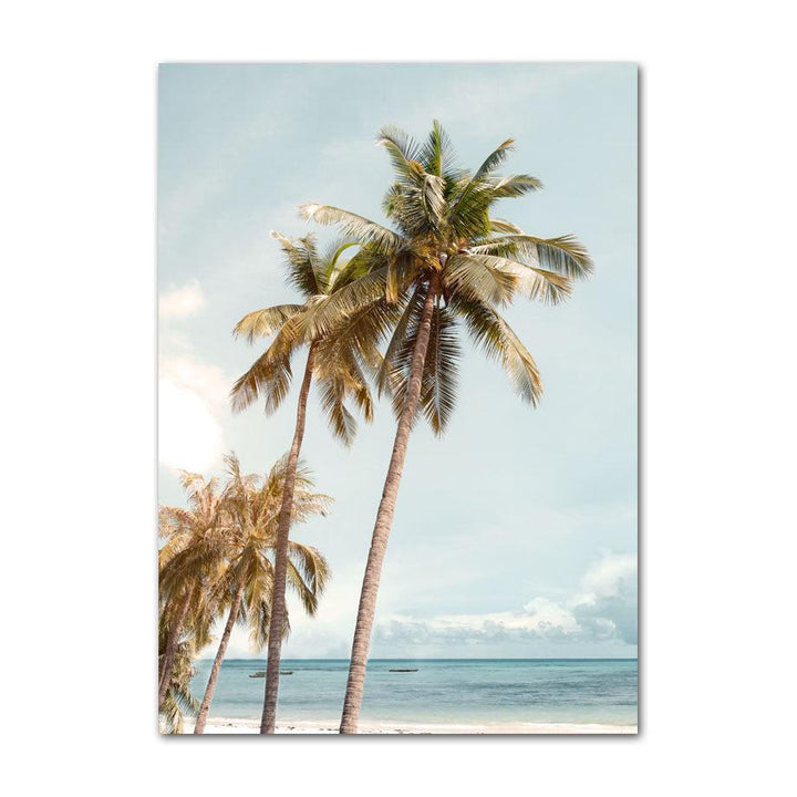 VibeCore Happy Day Canvas Prints Option A: Palm trees on a beach