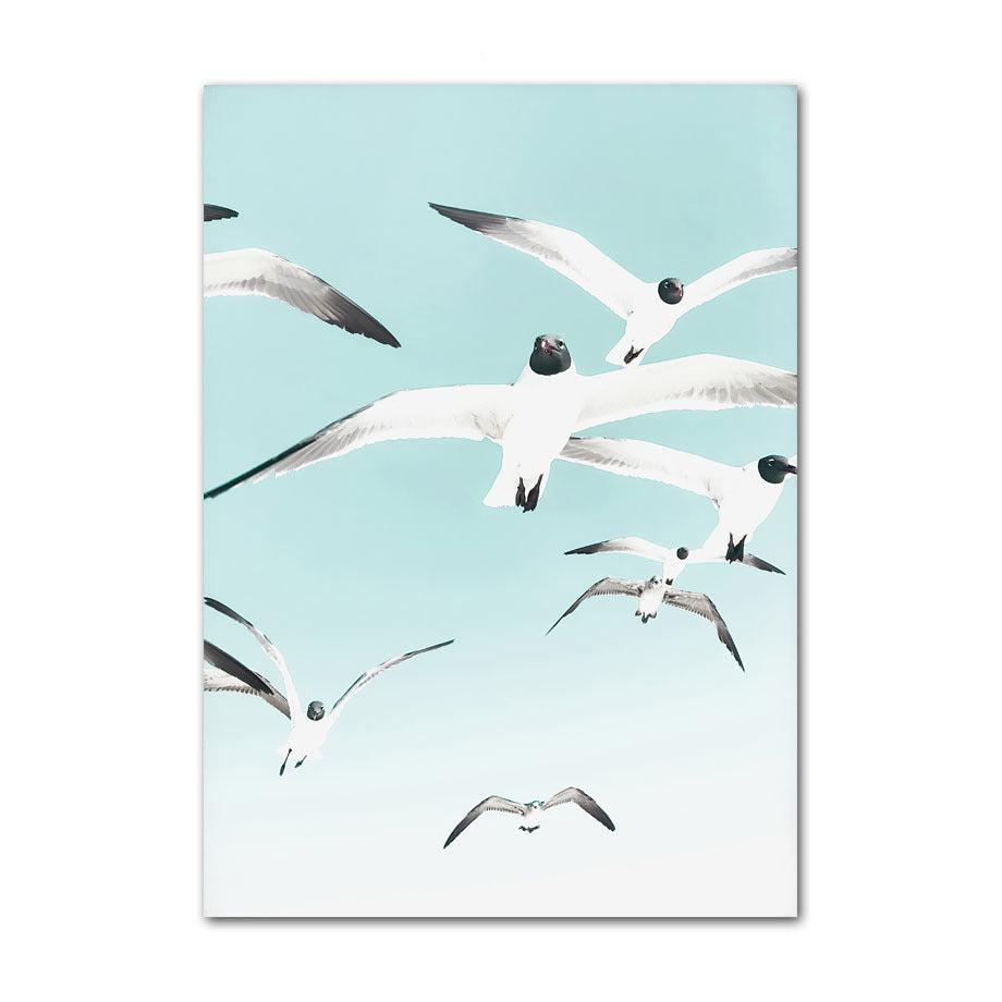 VibeCore Happy Day Canvas Prints Option E: Closeup of seagulls flying in the sky
