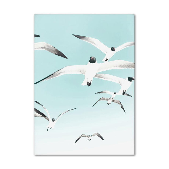 VibeCore Happy Day Canvas Prints Option E: Closeup of seagulls flying in the sky