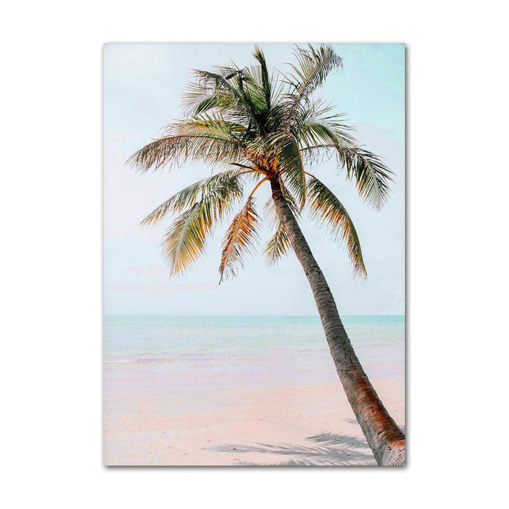 VibeCore Happy Day Canvas Prints Option K: Palm tree slanted on beach