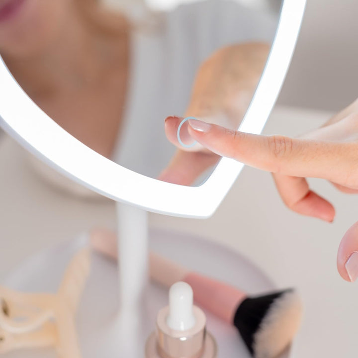 VibeCore Heart LED Makeup Mirror White Touch Feature
