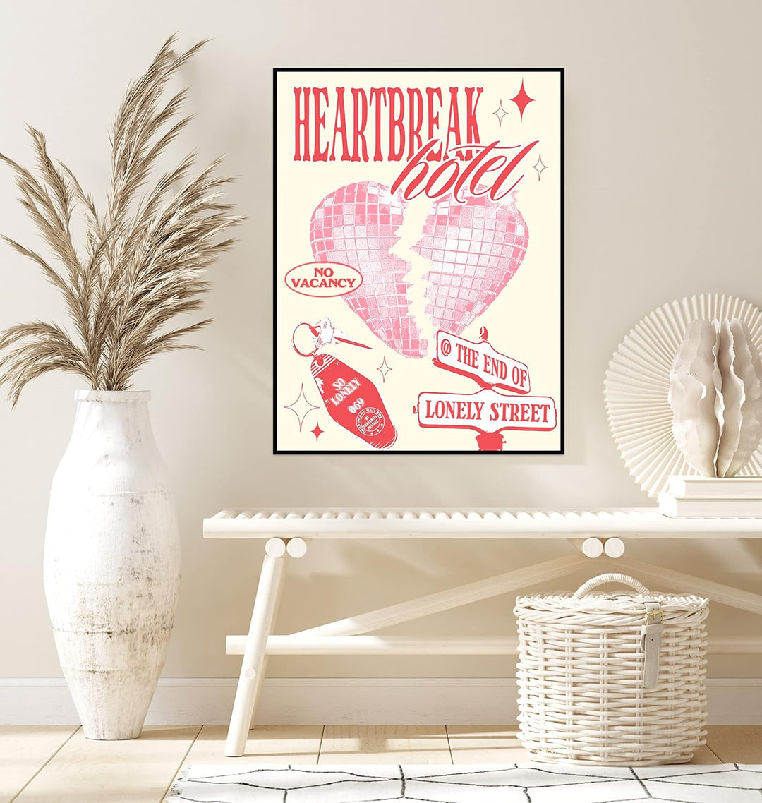 VibeCore Heartbreak Hotel Canvas Print Framed On Wall In Entryway