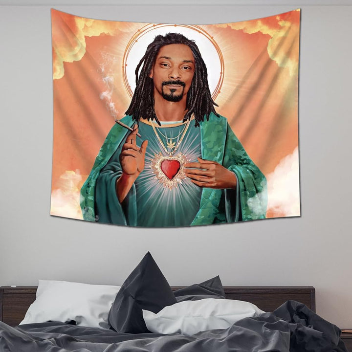 VibeCore Heavenly Snoop Dogg Tapestry On Wall In Bedroom