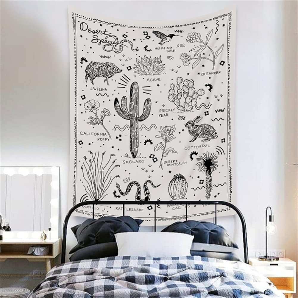 VibeCore Hippie Saguaro Tapestry Behind Bed