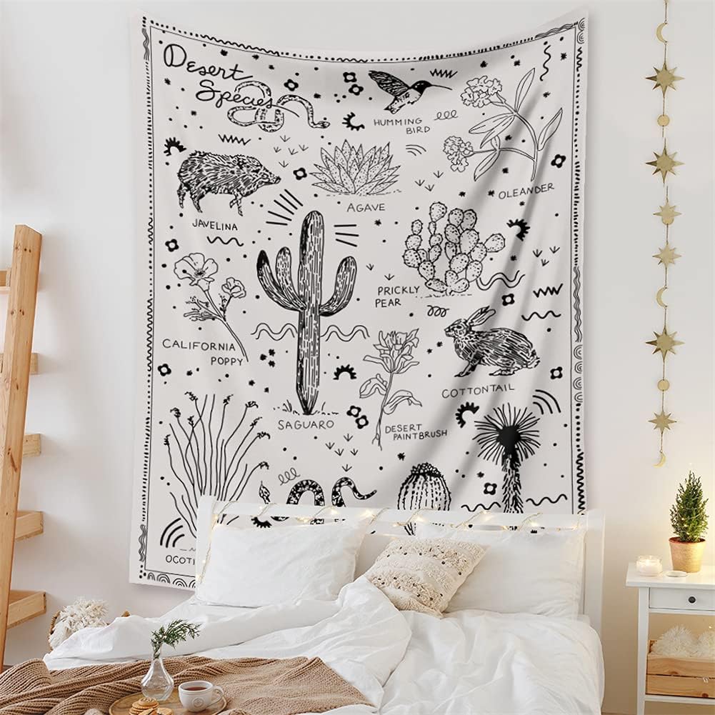 VibeCore Hippie Saguaro Tapestry In Bedroom