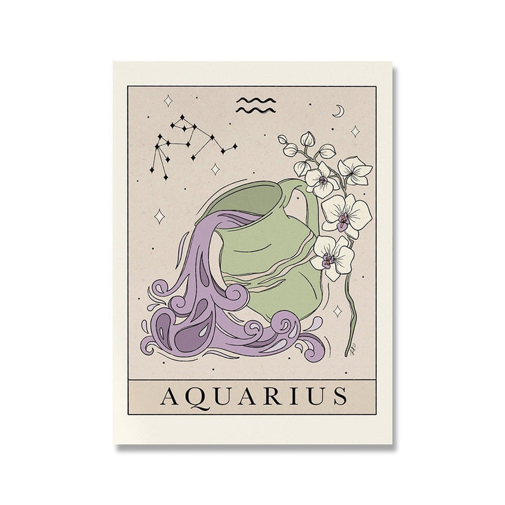 VibeCore Horoscope Tarot Canvas Prints Aquarius