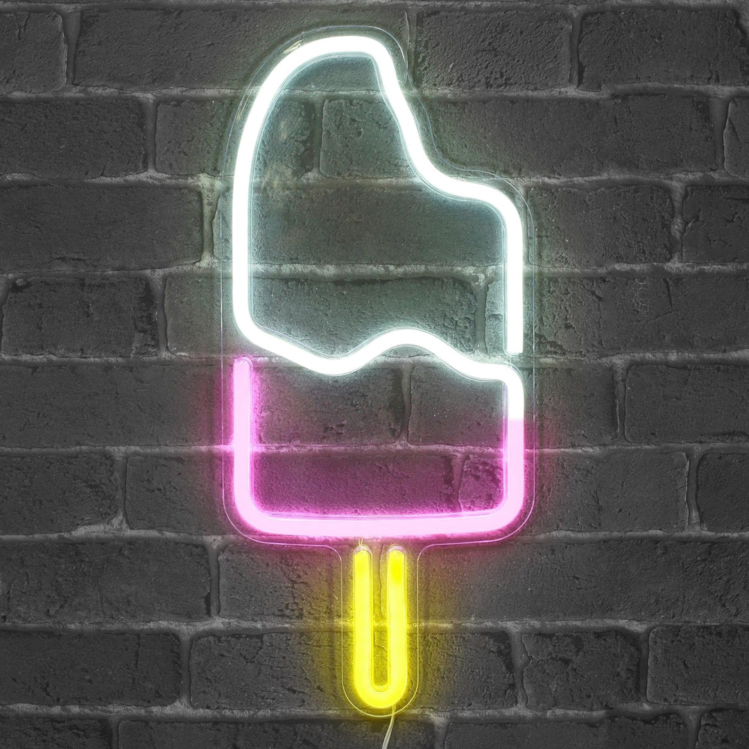 VibeCore Ice Cream Neon Light On Brick Wall