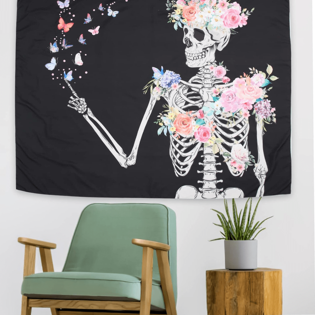 VibeCore Inside I Bloom Tapestry On Wall Bottom Close Up