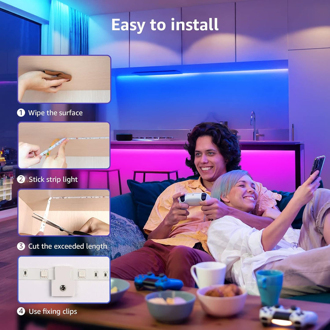Step-by-step guide showing how to install VibeCore LED Strip Lights for a perfect, customizable glow in any space.