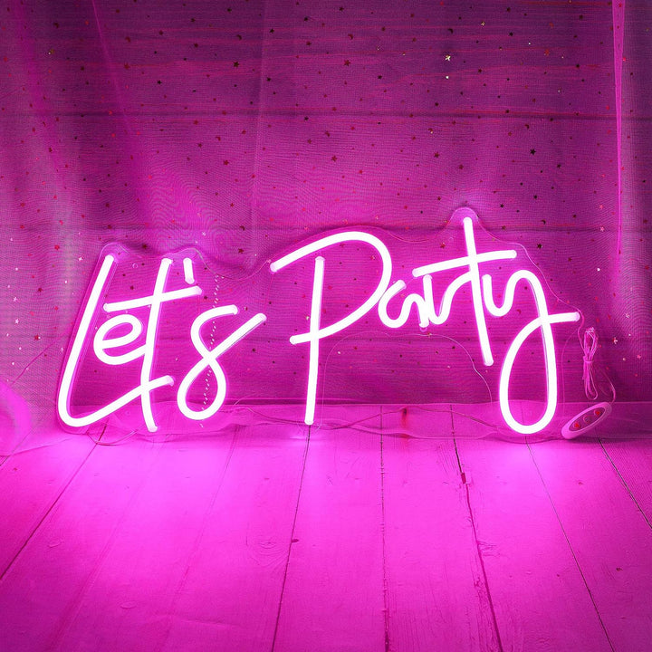 VibeCore Let's Party Neon Light Against Wall