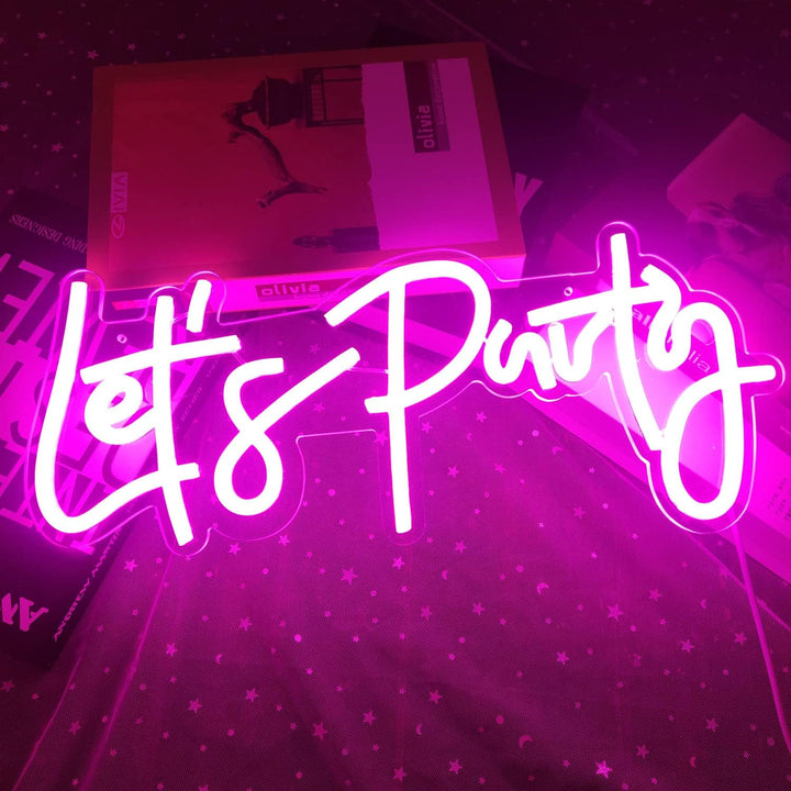 VibeCore Let's Party Neon Light Laying Down On Table