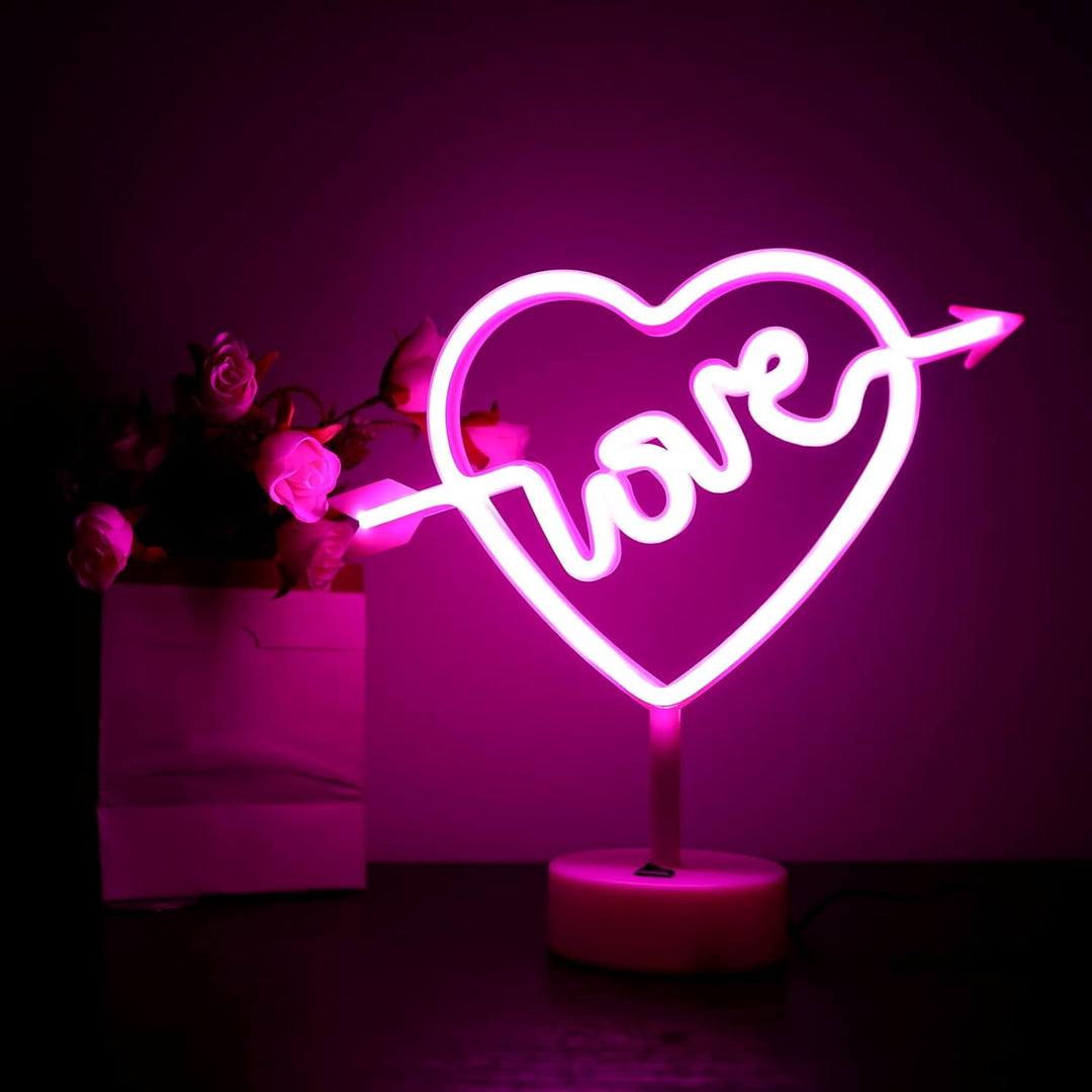 VibeCore Love Heart Table Neon Light On Table