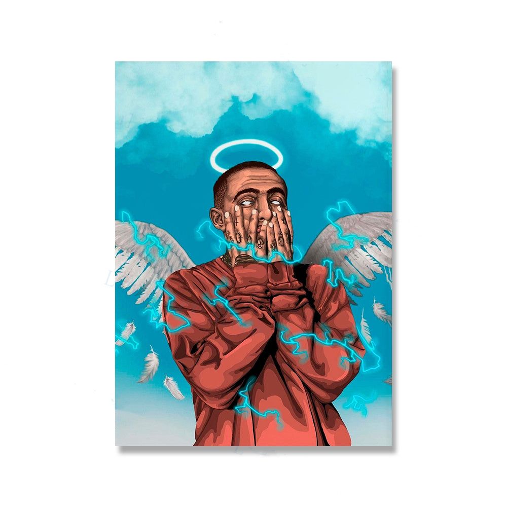 VibeCore Mac Miller Canvas Prints Option C - Drawing Of Mac as a Trippy Angel