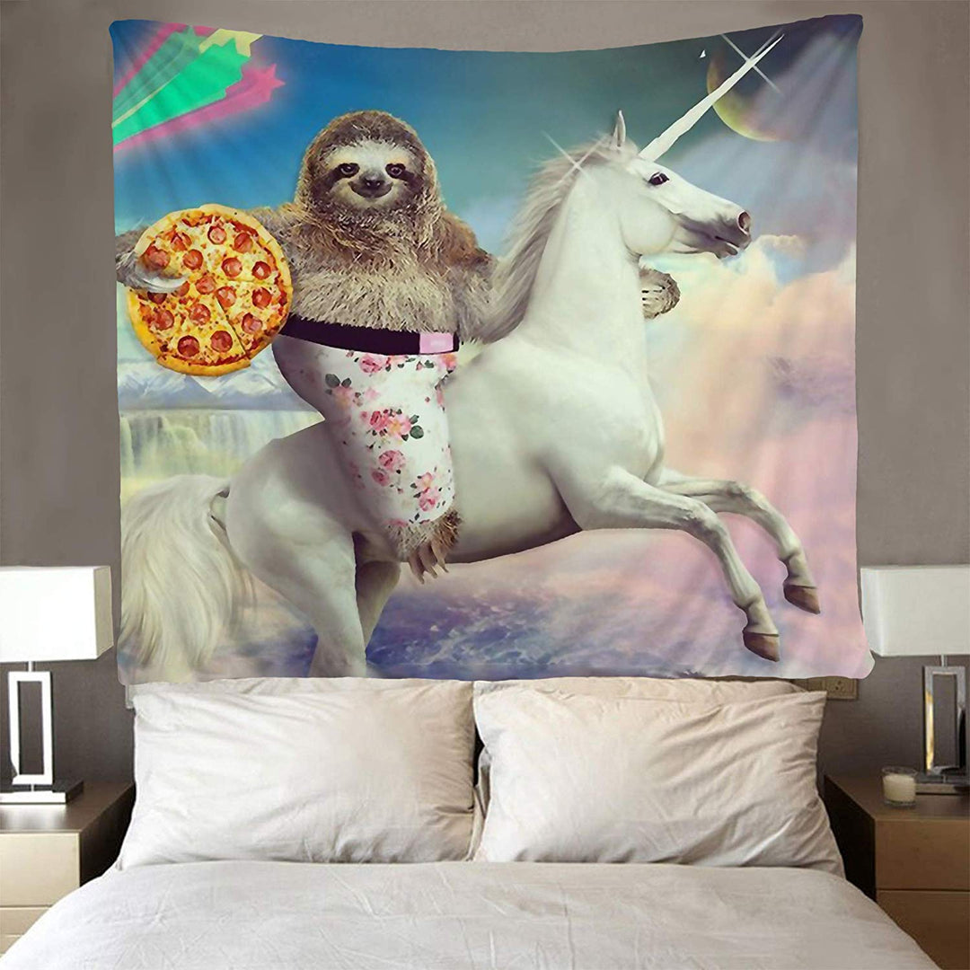 VibeCore Majestic Sloth Tapestry On Wall In Bedroom