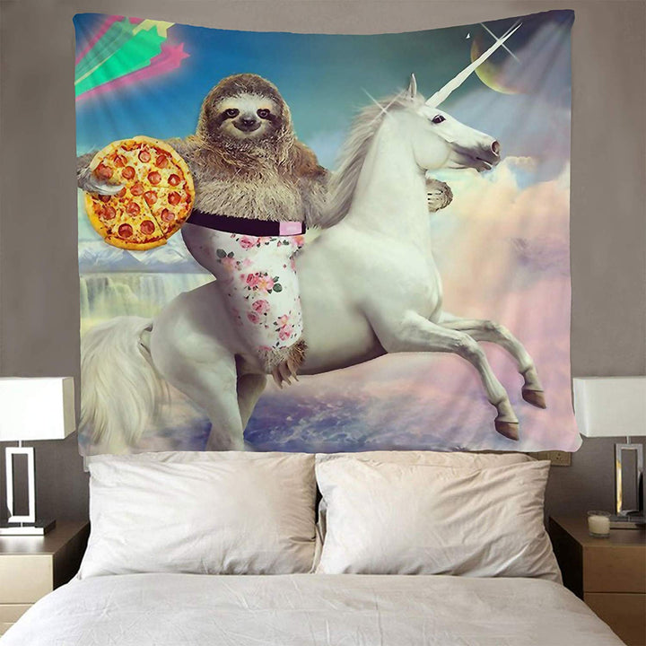 VibeCore Majestic Sloth Tapestry On Wall In Bedroom