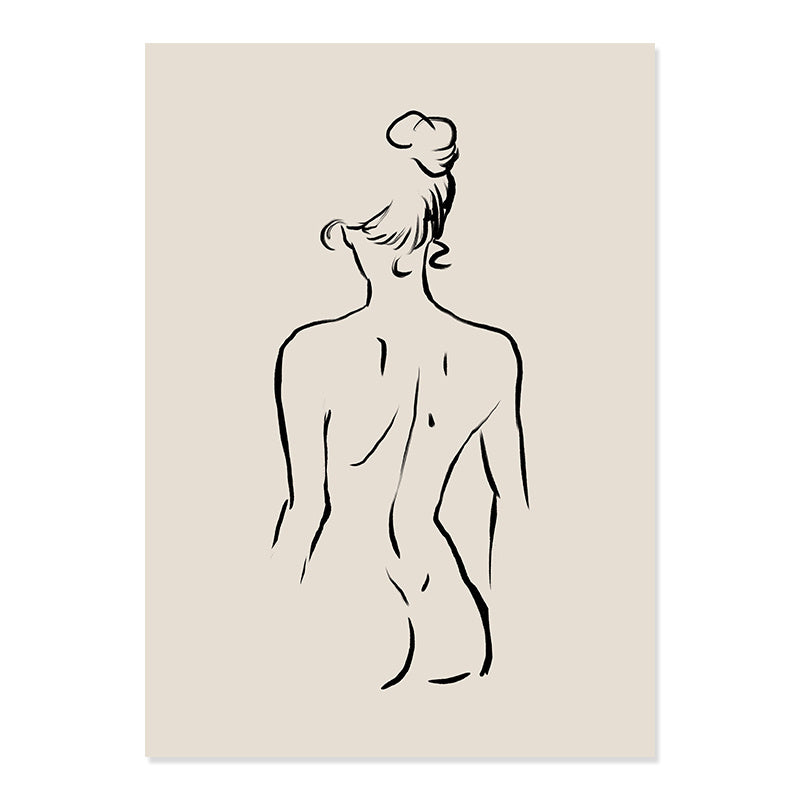 VibeCore Matisse Abstract Bohemian Canvas Prints Option F: Naked back of woman fine line drawing 