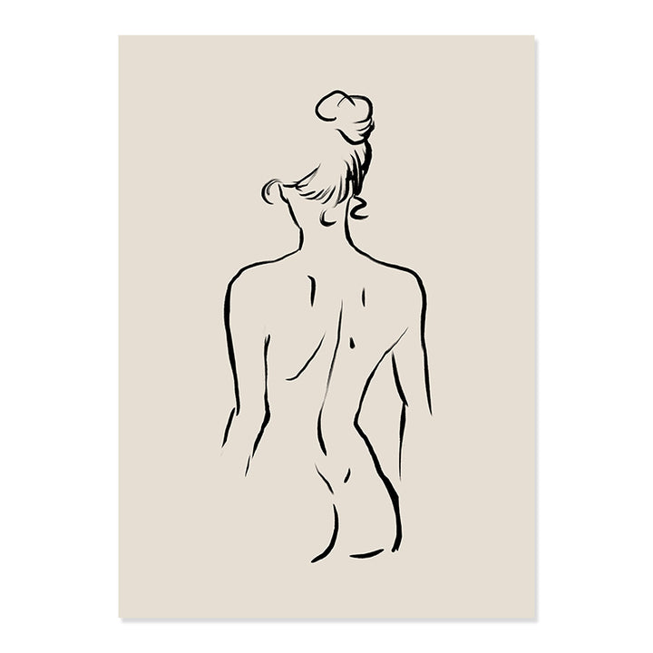 VibeCore Matisse Abstract Bohemian Canvas Prints Option F: Naked back of woman fine line drawing 