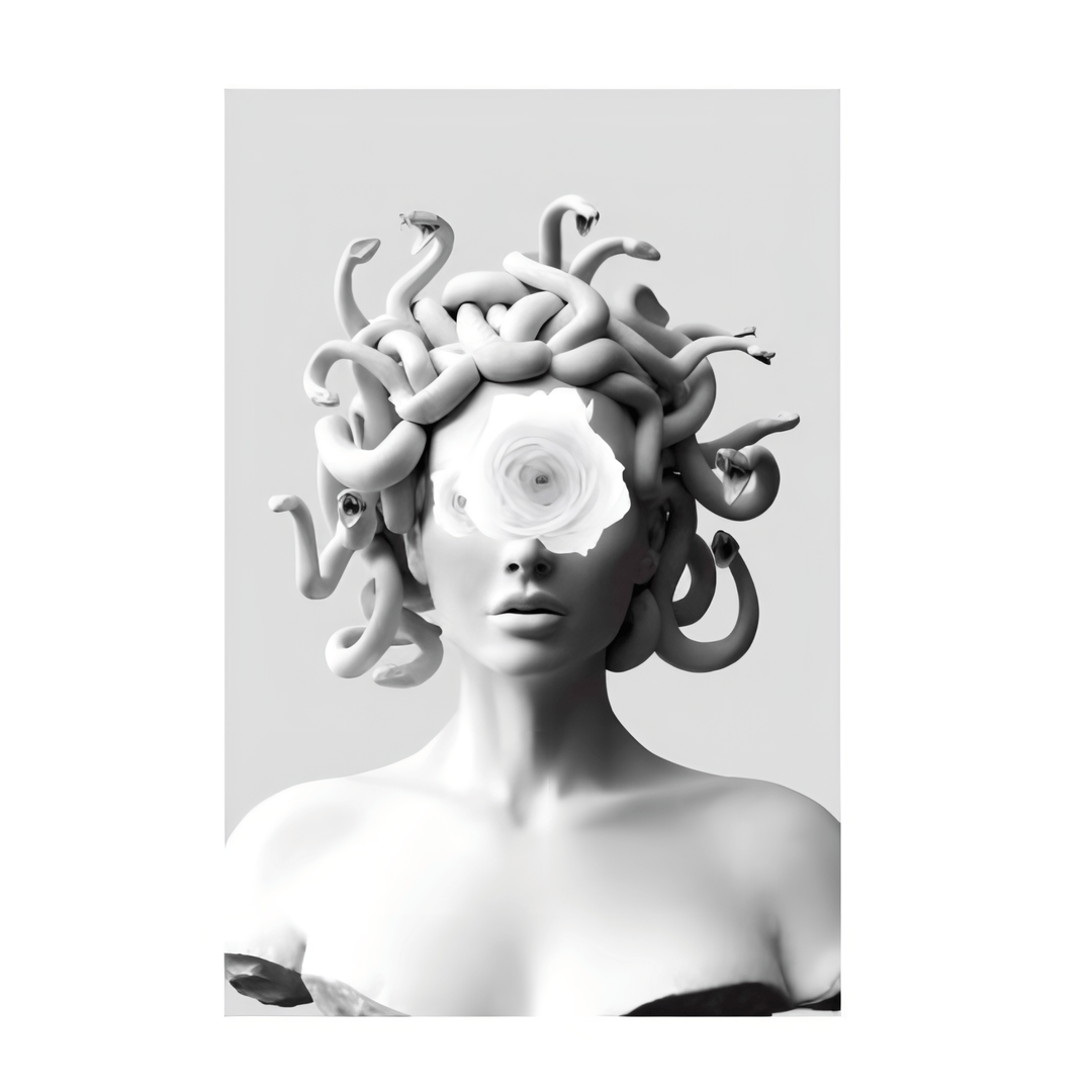 VibeCore Medusa Canvas Prints Option B: White Rose Flower