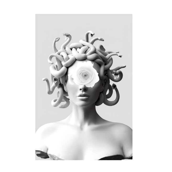 VibeCore Medusa Canvas Prints Option B: White Rose Flower